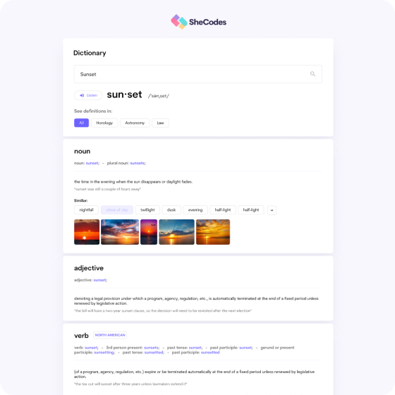 dictionary project preview